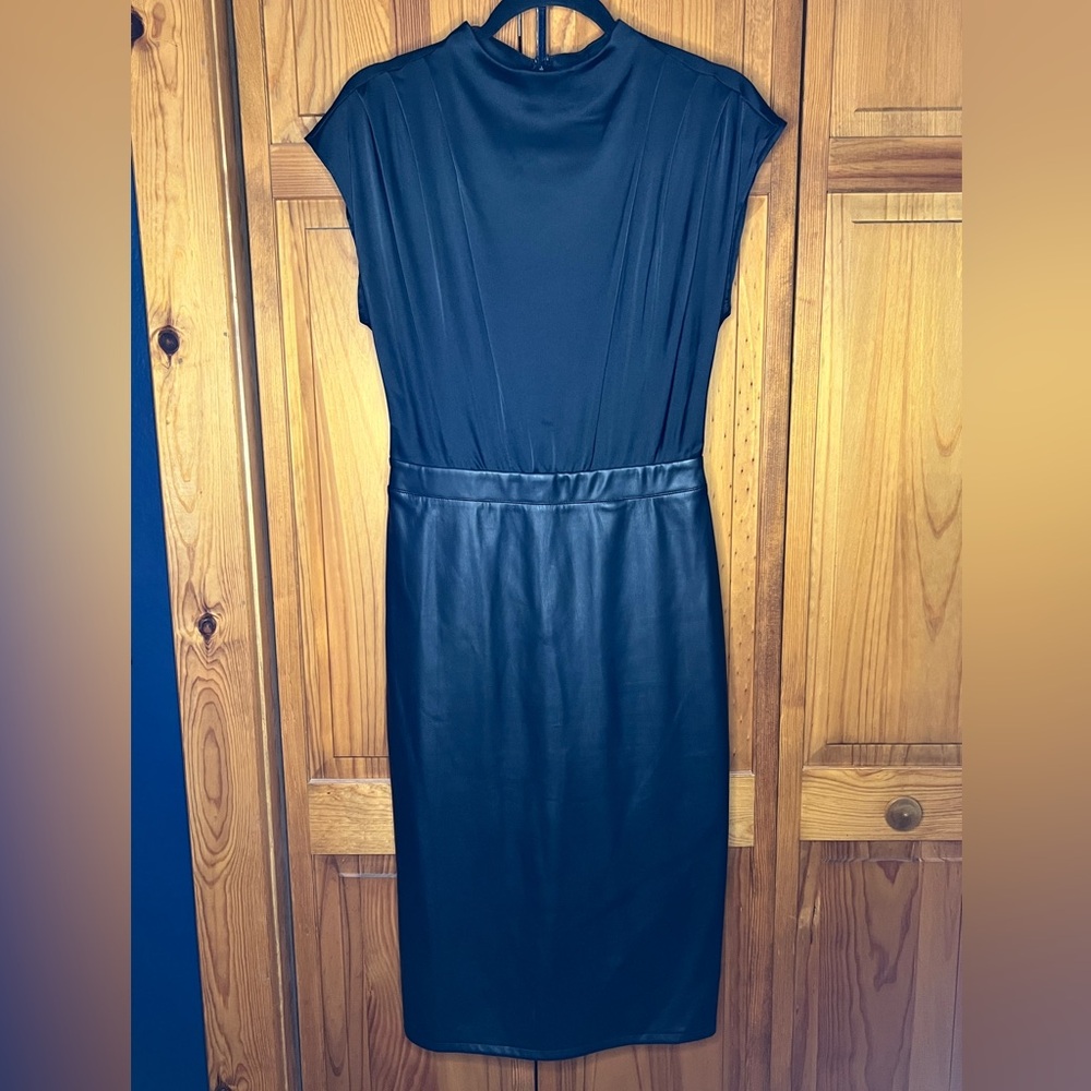 Express Dress Satin Top Faux Leather Bottom